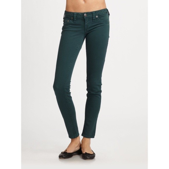 True Religion World Tour Casey Supper Skinny Dark Green Jeans Size 24 NWT $198 - Picture 1 of 10